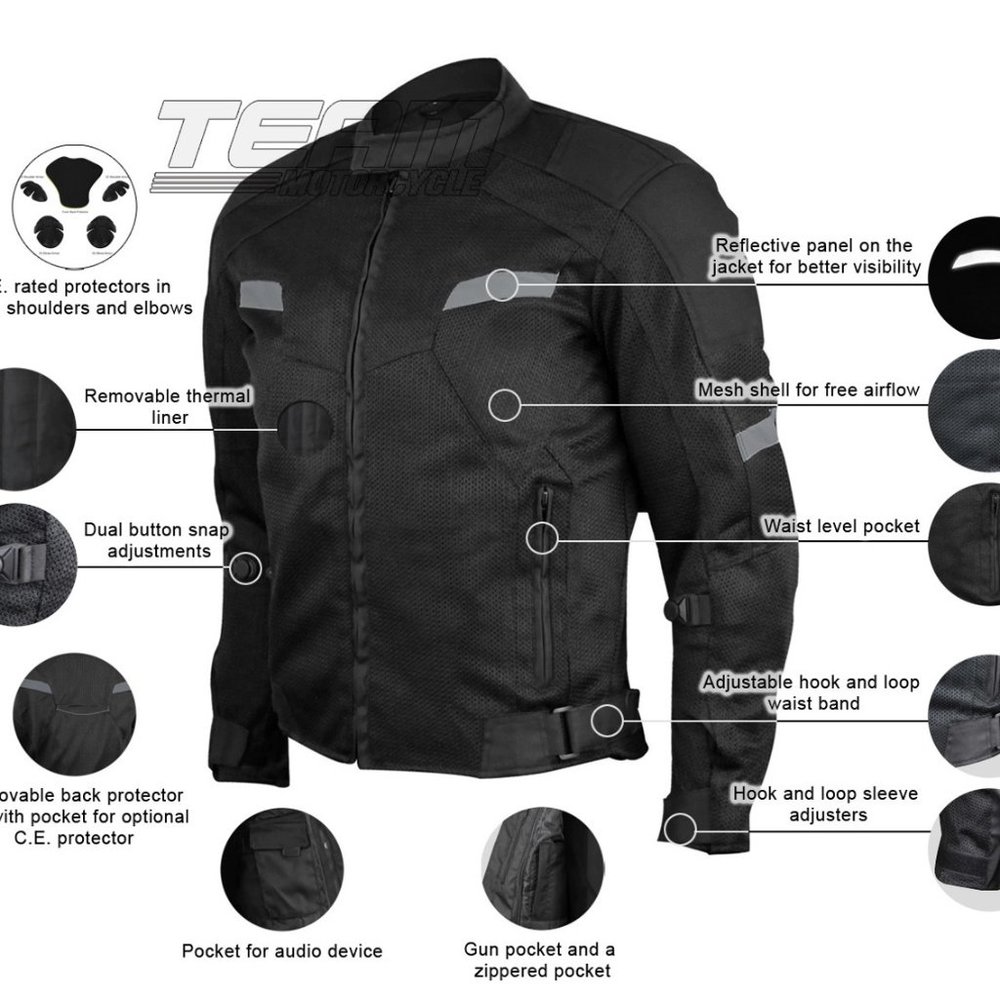 NWT Advance Vance VL1622B Mens All Weather Season CE Armor Mesh Moto Jacket - Picture 8 of 11